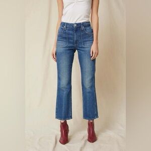 AMO Abigail Jeans in Peaceful Medium Wash Blue Patch Pocket Denim Size 26